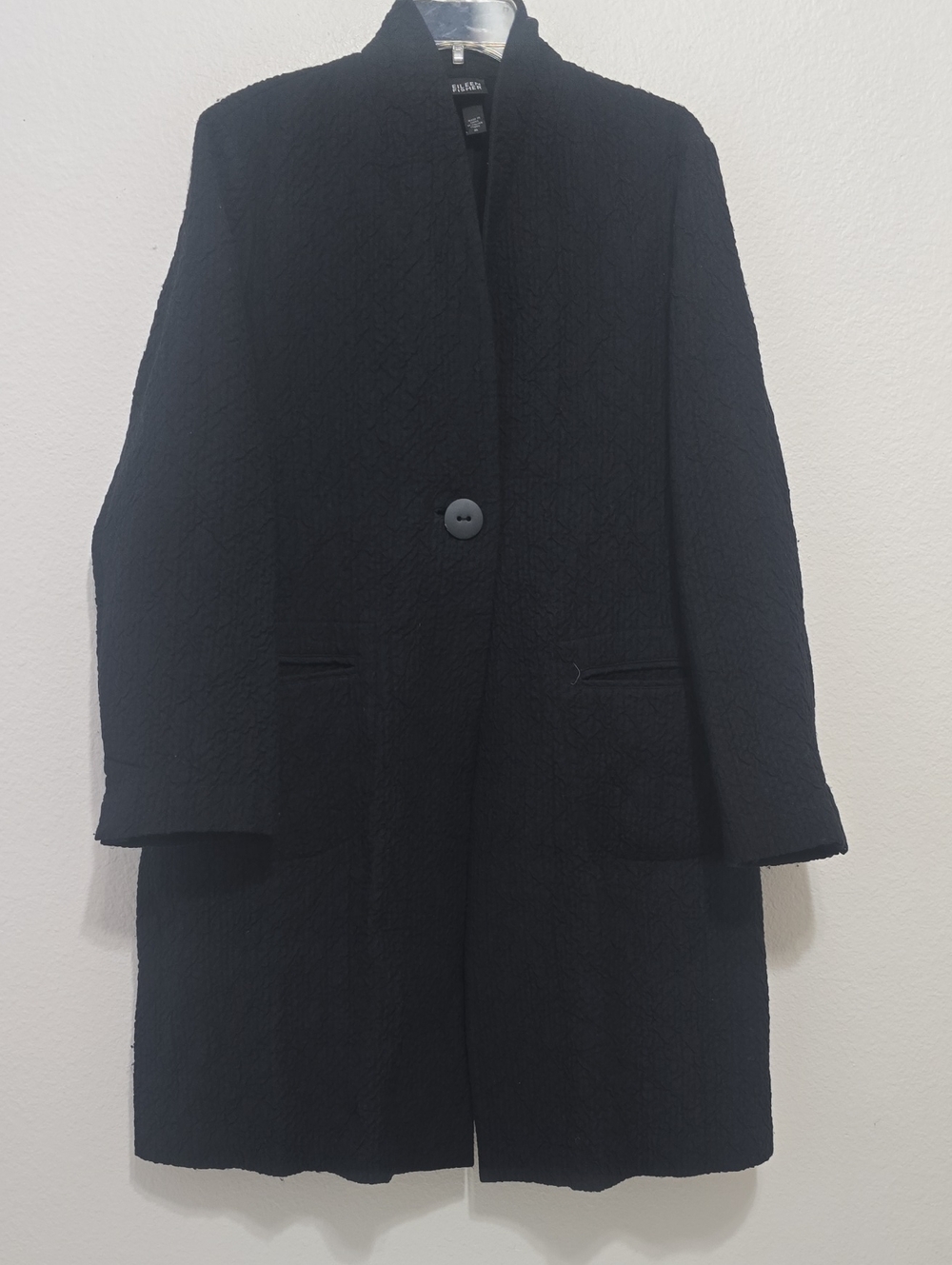 Eileen Fisher Black Single-Button Trench Coat M